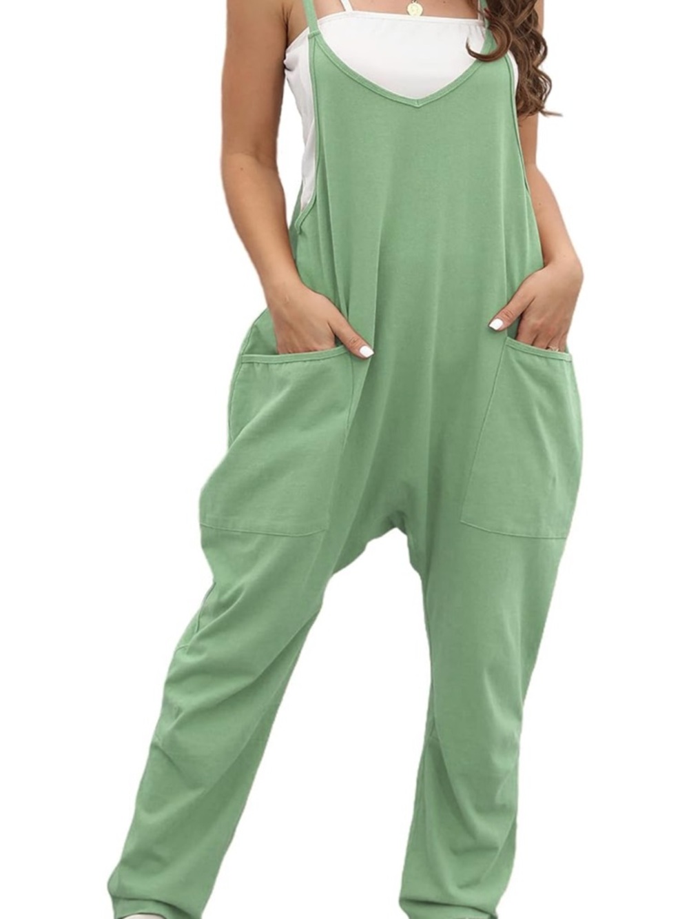 OUFEIYA Womens Casual Sleeveless Adjustable Strap Loose Romper Jumpsuit NWOT XXL